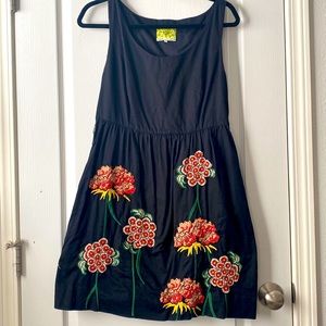 Floreat Anthropology Sleeveless Floral Embroidered Dress